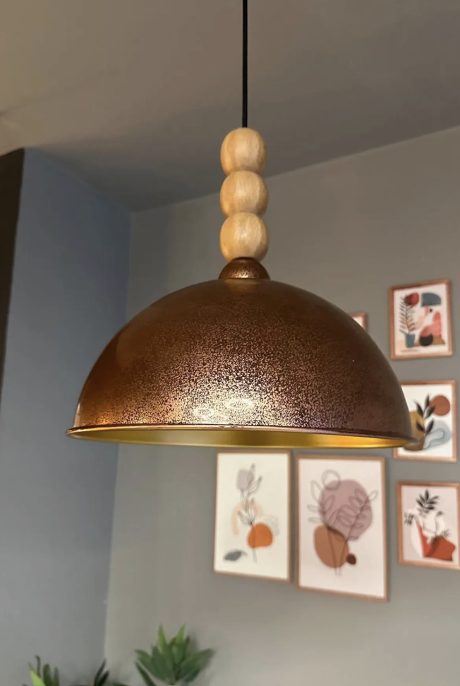 Yimpi Patina Tekli Sarkıt Avize Ahşap Üç Boncuk Tekli Sarkıt Salon Cafe Lamba Dekoratif Aydınlatma