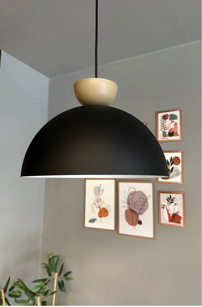 Yimpi Siyah Avize Bej Şapka Tekli Sarkıt Salon Kuaför Cafe Dekoratif Aydınlatma Pastane