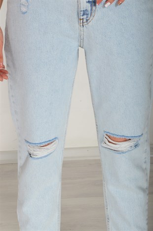 Buz Mavisi Distressed Mom Jean Pantolon 21358