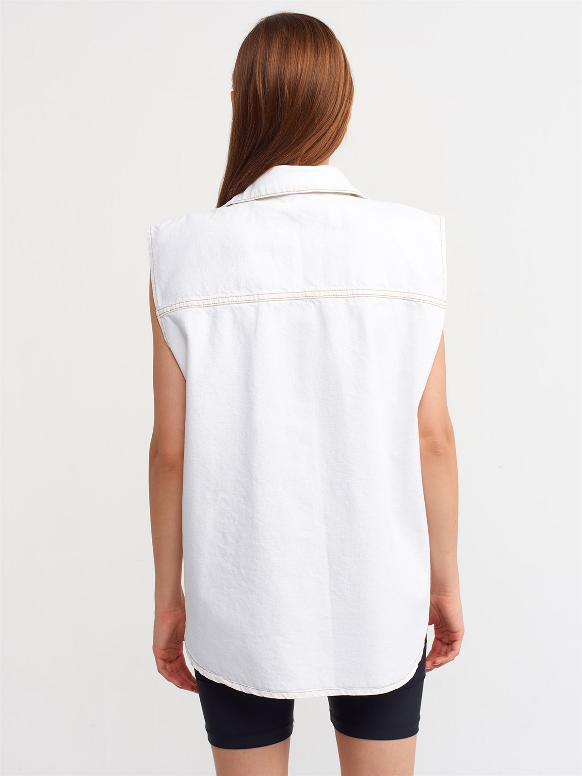 Kadın Beyaz Oversize Pamuklu Gömlek 50668