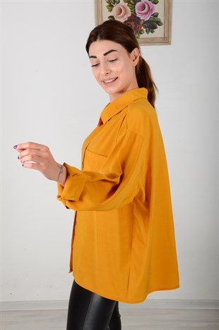Kadın Hardal Tensel Gömlek 3005