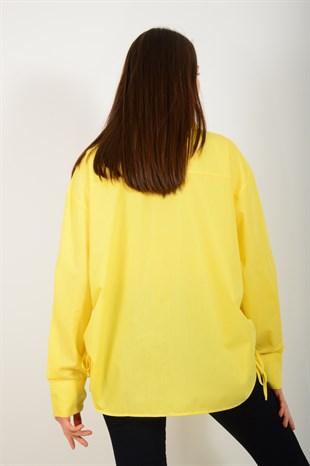 Kadın Sarı Yanı Büzgülü Gömlek 3565