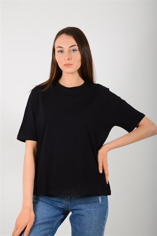 Kadın Siyah Basic Tişört 3683