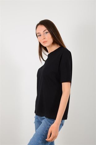 Kadın Siyah Basic Tişört 3683