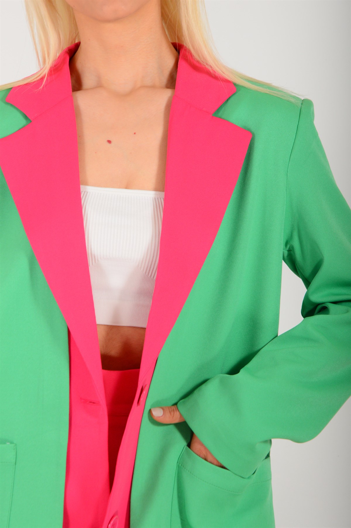 Kadın Yeşil Garnili Blazer Ceket 5633