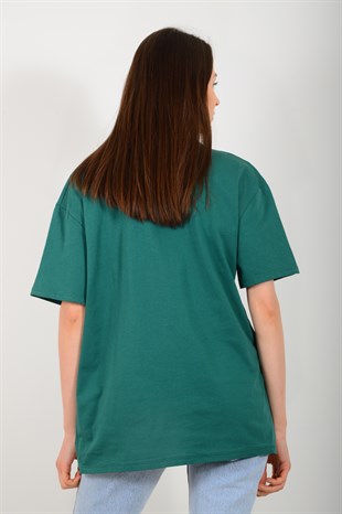 Kadın Yeşil Nyc Baskılı Tişört 3662