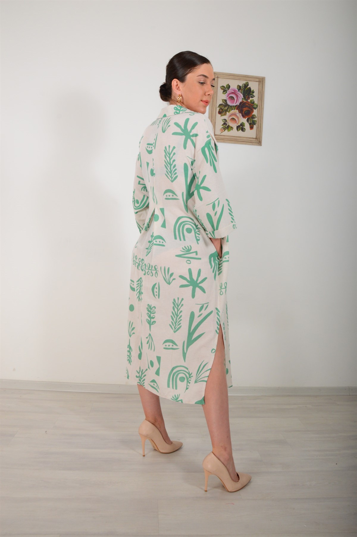 Kadın Yeşil Pilikaşe Elbise 2924