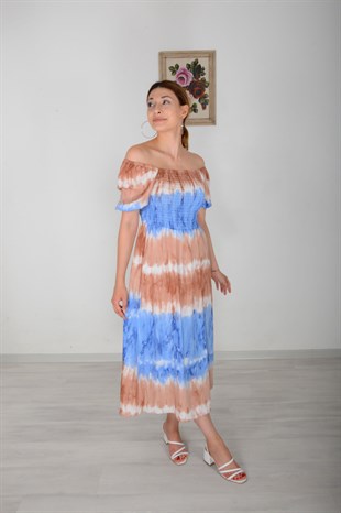 Mavi Batik Gipeli Elbise 589