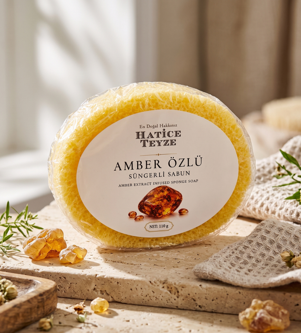 Süngerli Amber Özlü Sabun-110gr - Süngerli Sabun