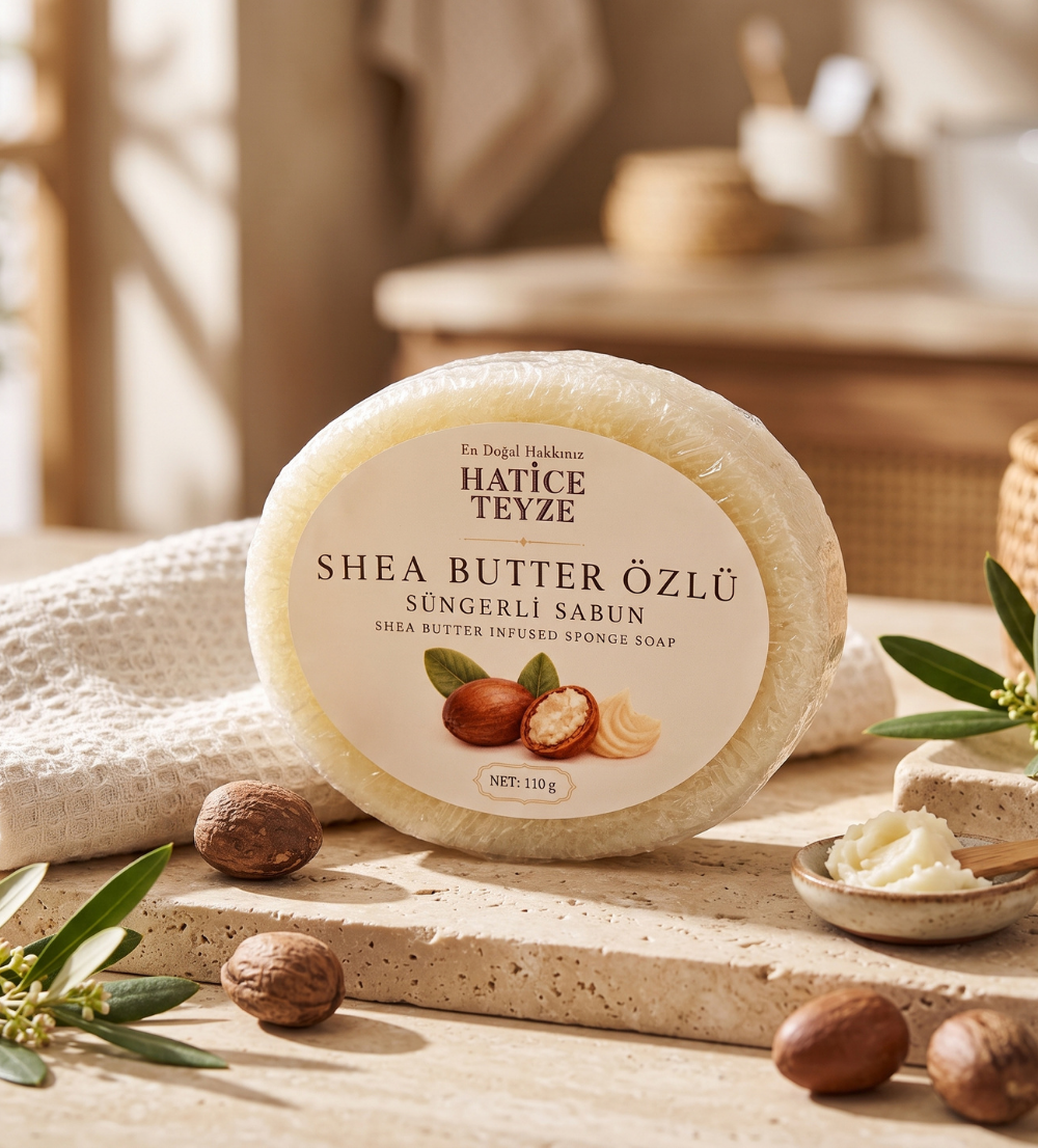 Süngerli Shea Butter Özlü Sabun-110gr - Süngerli Sabun