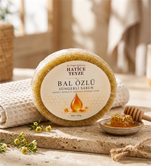 Süngerli Bal Özlü Sabun-110gr - Süngerli Sabun