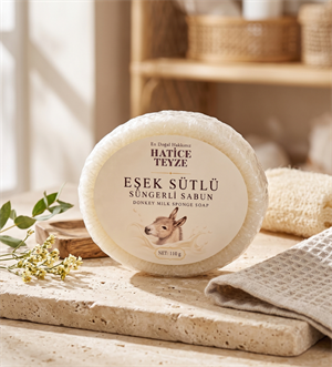 Süngerli Eşek Sütlü Sabun-110gr - Süngerli Sabun