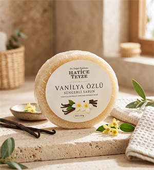 Süngerli Vanilya Özlü Sabun-110gr - Süngerli Sabun