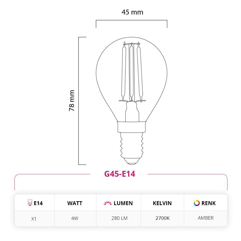 Led Lamp 4W 220V E14 Rustik Led Ampul G45-E14