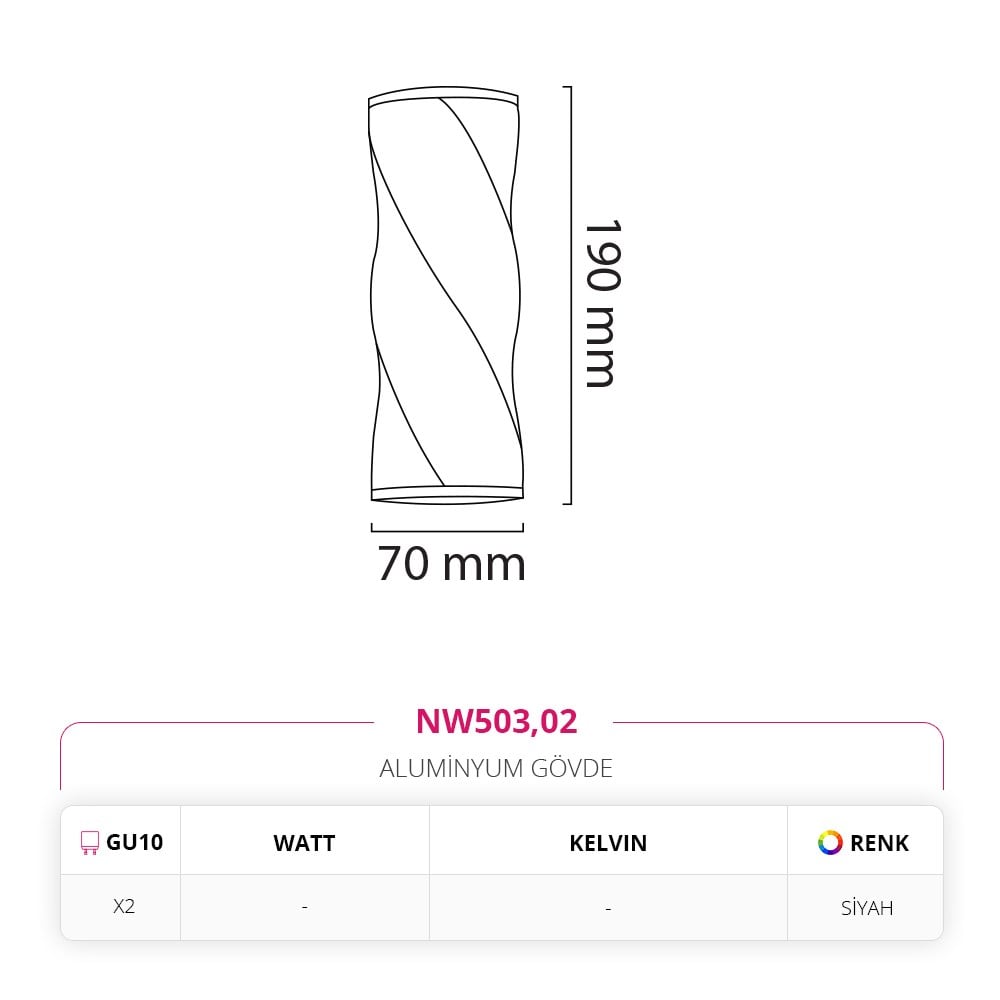 Nevo Çift Yönlü Dış Mekan Aplik Siyah NW503