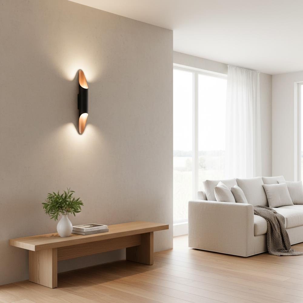 Nevo Çift Yönlü İç Mekan Aplik Siyah Gold NA158