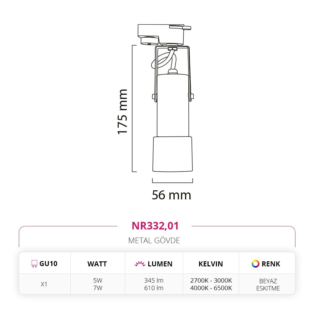 Nevo Dekoratif Ray Spot Beyaz Eskitme NR332