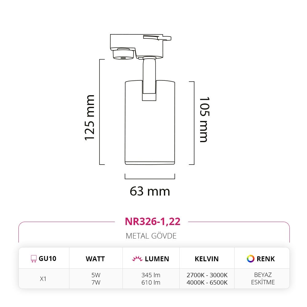 Nevo Dekoratif Ray Spot Beyaz Eskitme NR326-1