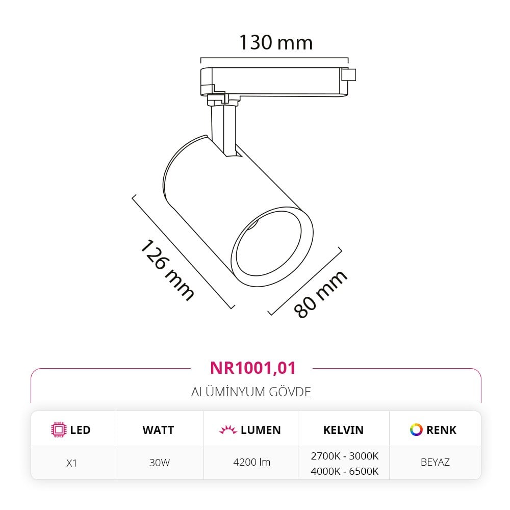 Nevo Driver Soketli Ray Spot Beyaz NR1001