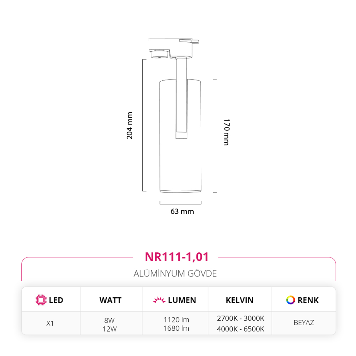 Nevo Dekoratif Ray Spot Beyaz NR111-1