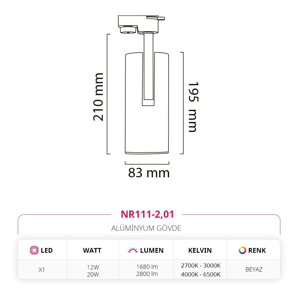 Nevo Dekoratif Ray Spot Beyaz NR111-2