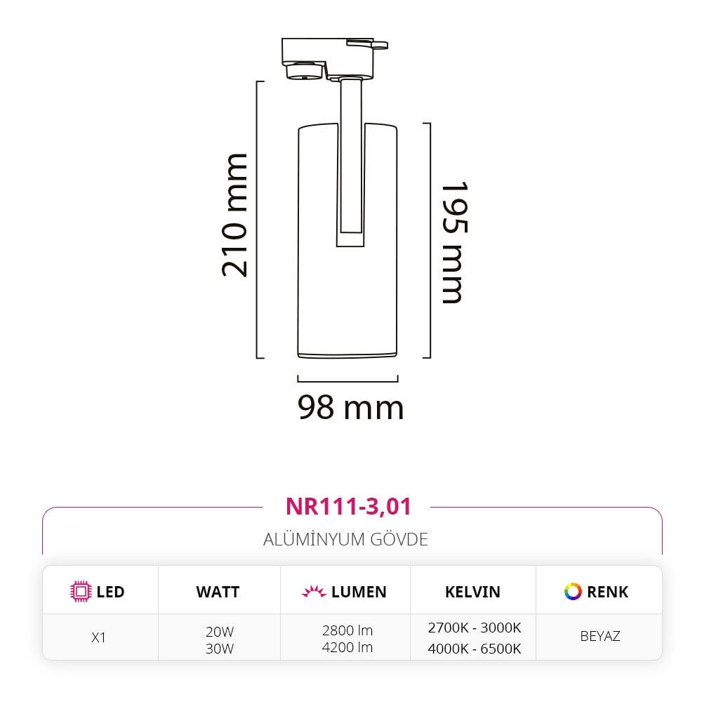 Nevo Dekoratif Ray Spot Beyaz NR111-3