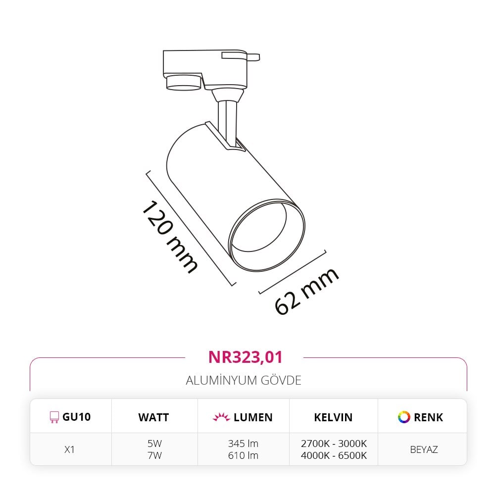Nevo Dekoratif Ray Spot Beyaz NR323