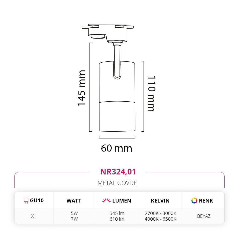 Nevo Dekoratif Ray Spot Beyaz NR324