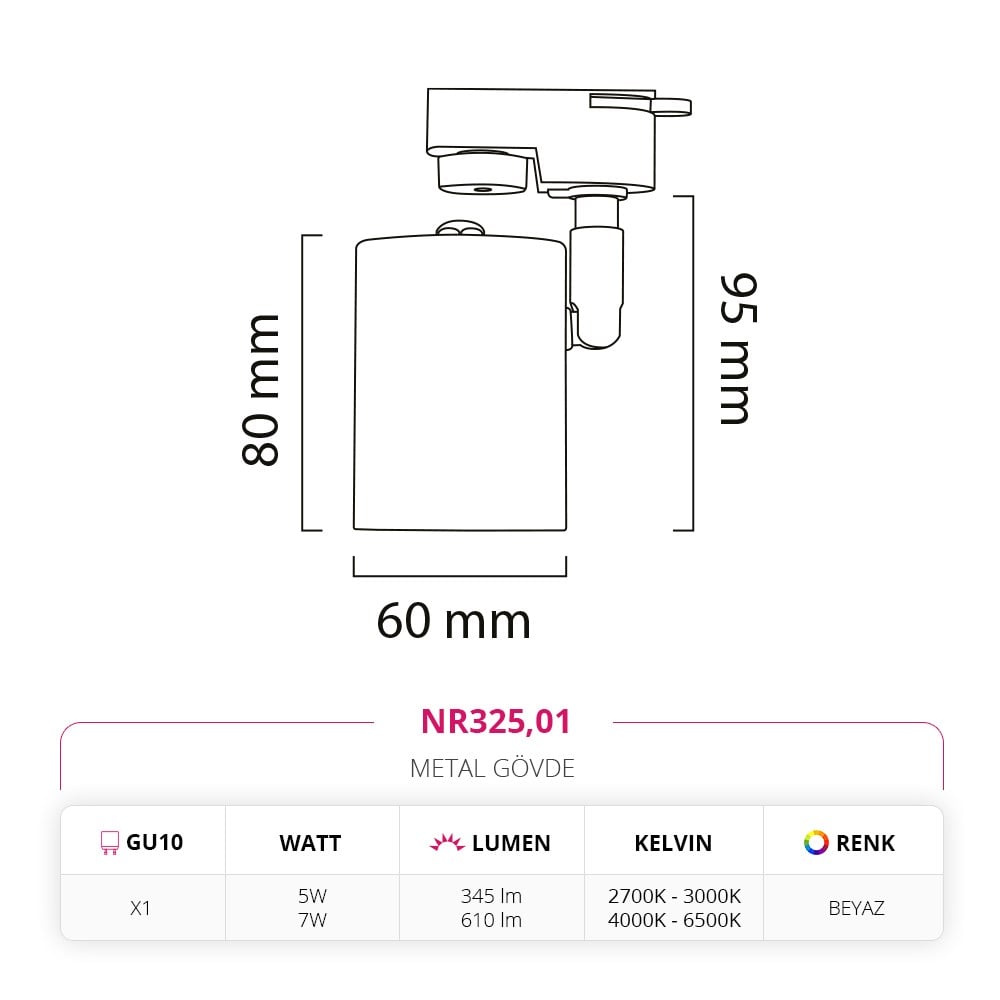 Nevo Dekoratif Ray Spot Beyaz NR325