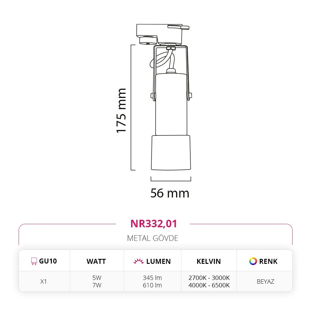 Nevo Dekoratif Ray Spot Beyaz NR332