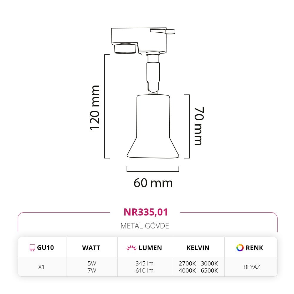 Nevo Dekoratif Ray Spot Beyaz NR335