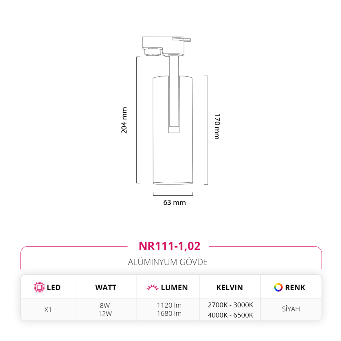 Nevo Dekoratif Ray Spot Siyah NR111-1