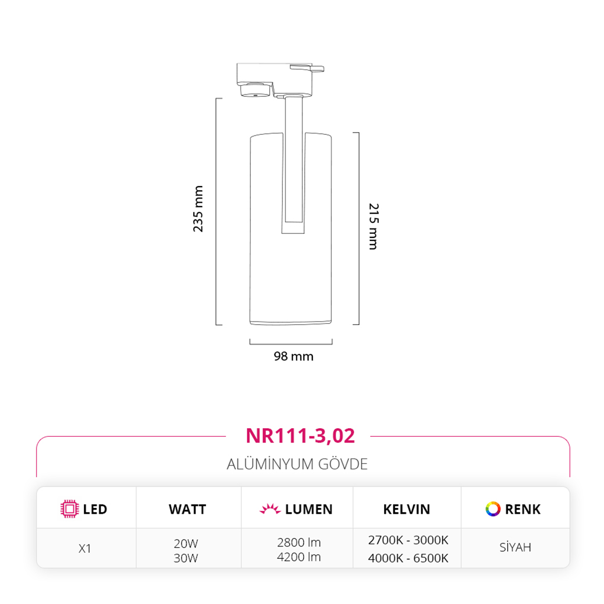 Nevo Dekoratif Ray Spot Siyah NR111-3