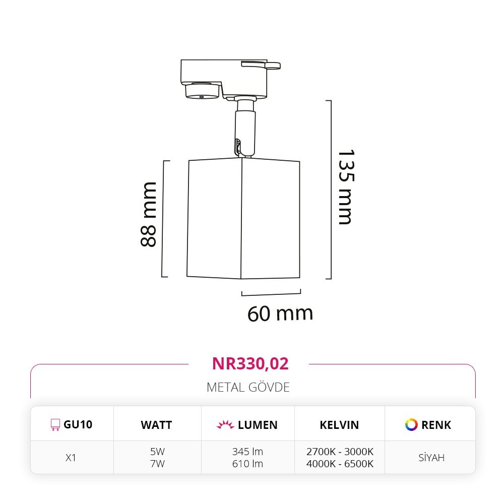 Nevo Dekoratif Ray Spot Siyah NR330