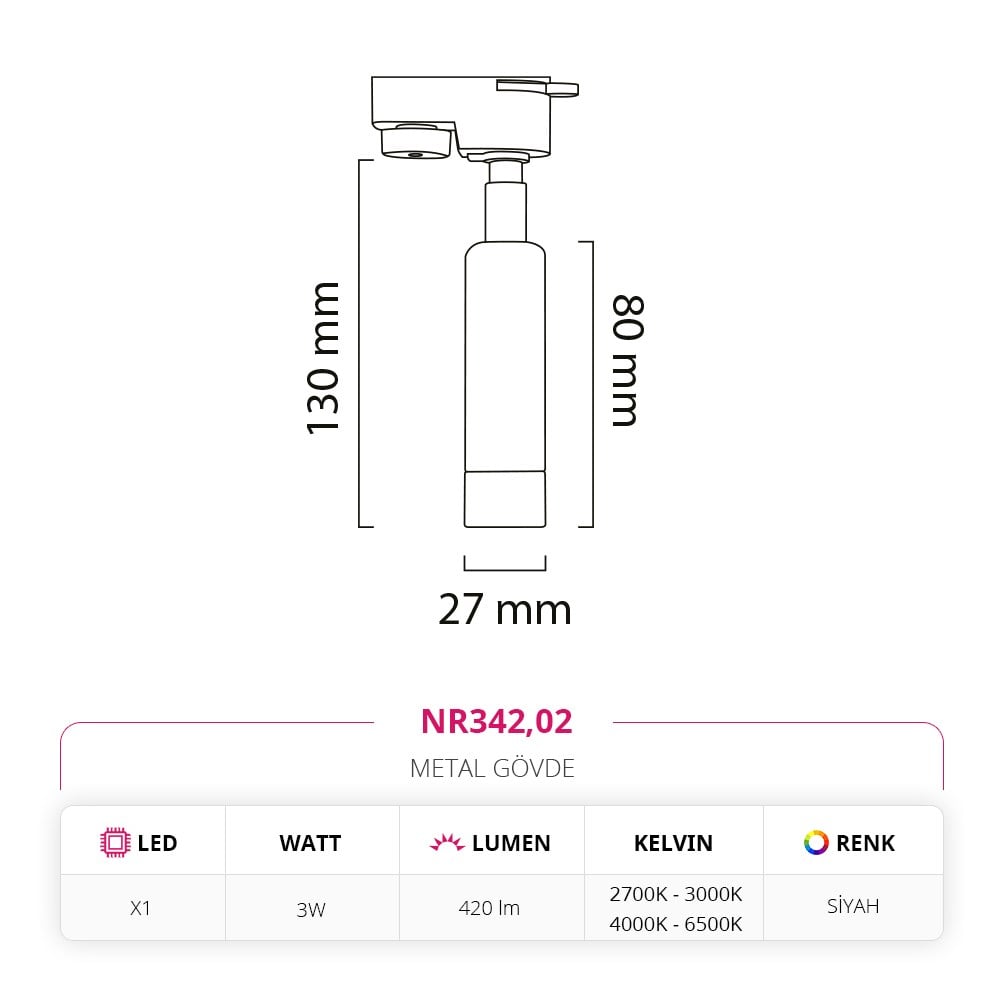 Nevo Dekoratif Ray Spot Siyah NR342