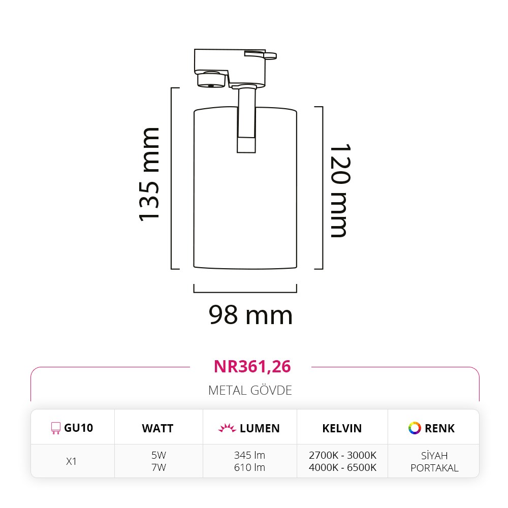 Nevo Dekoratif Ray Spot Siyah Portakal NR361