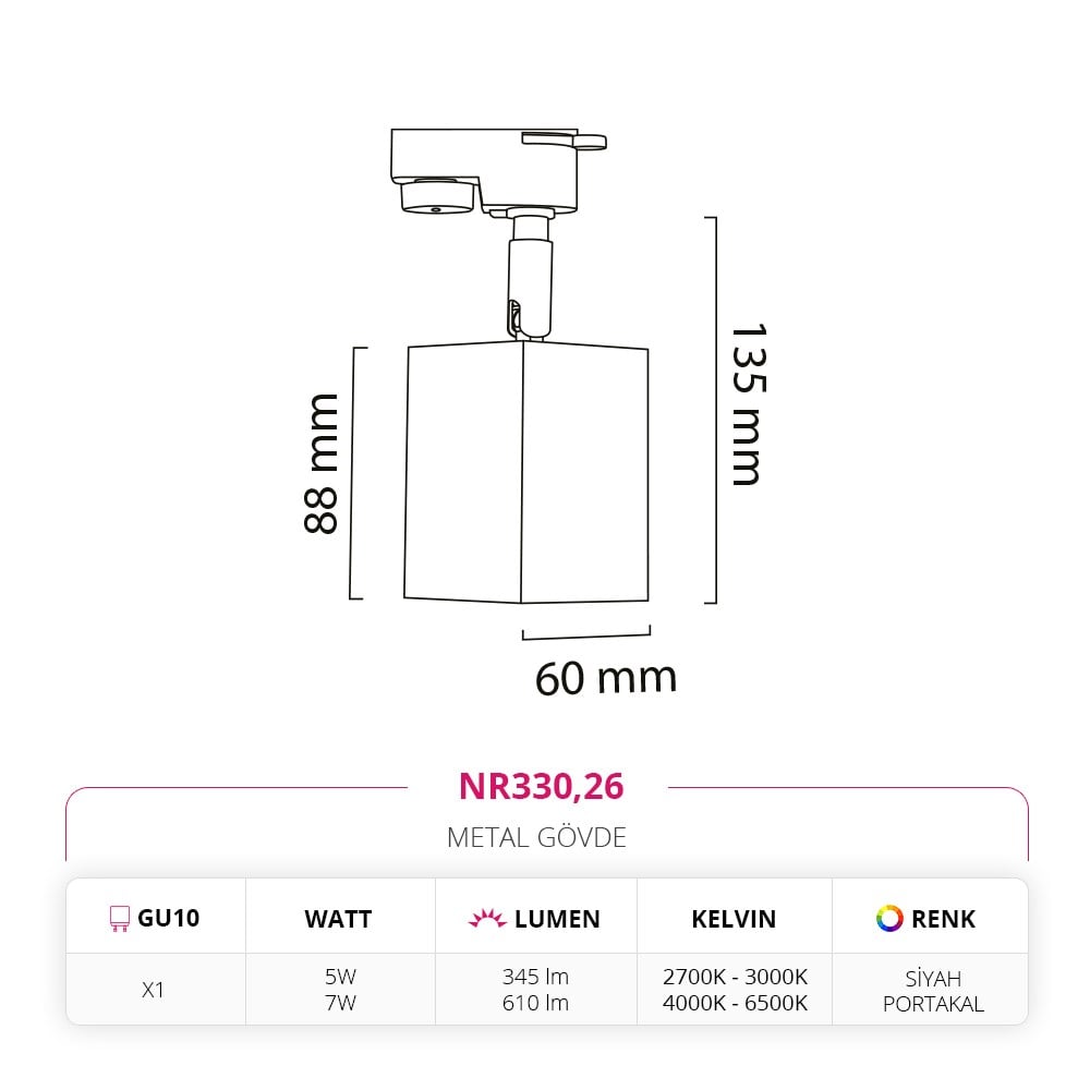 Nevo Dekoratif Ray Spot Siyah Portakal NR330