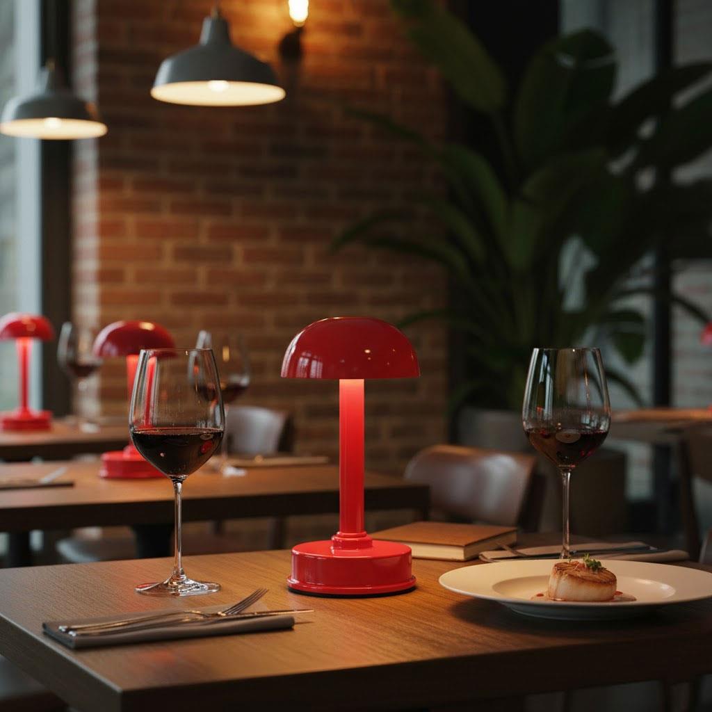 Nevo Dekoratif Şarjlı Masa Lambası Ahududu Kırmızısı NM102