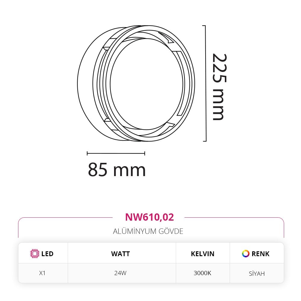 Nevo Dış Mekan Aplik Siyah NW610