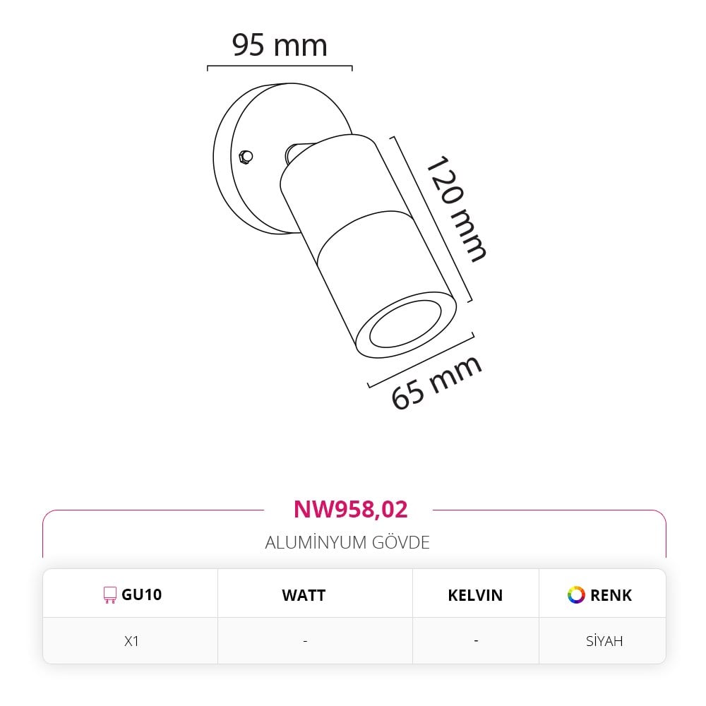 Nevo Dış Mekan Aplik Siyah NW958