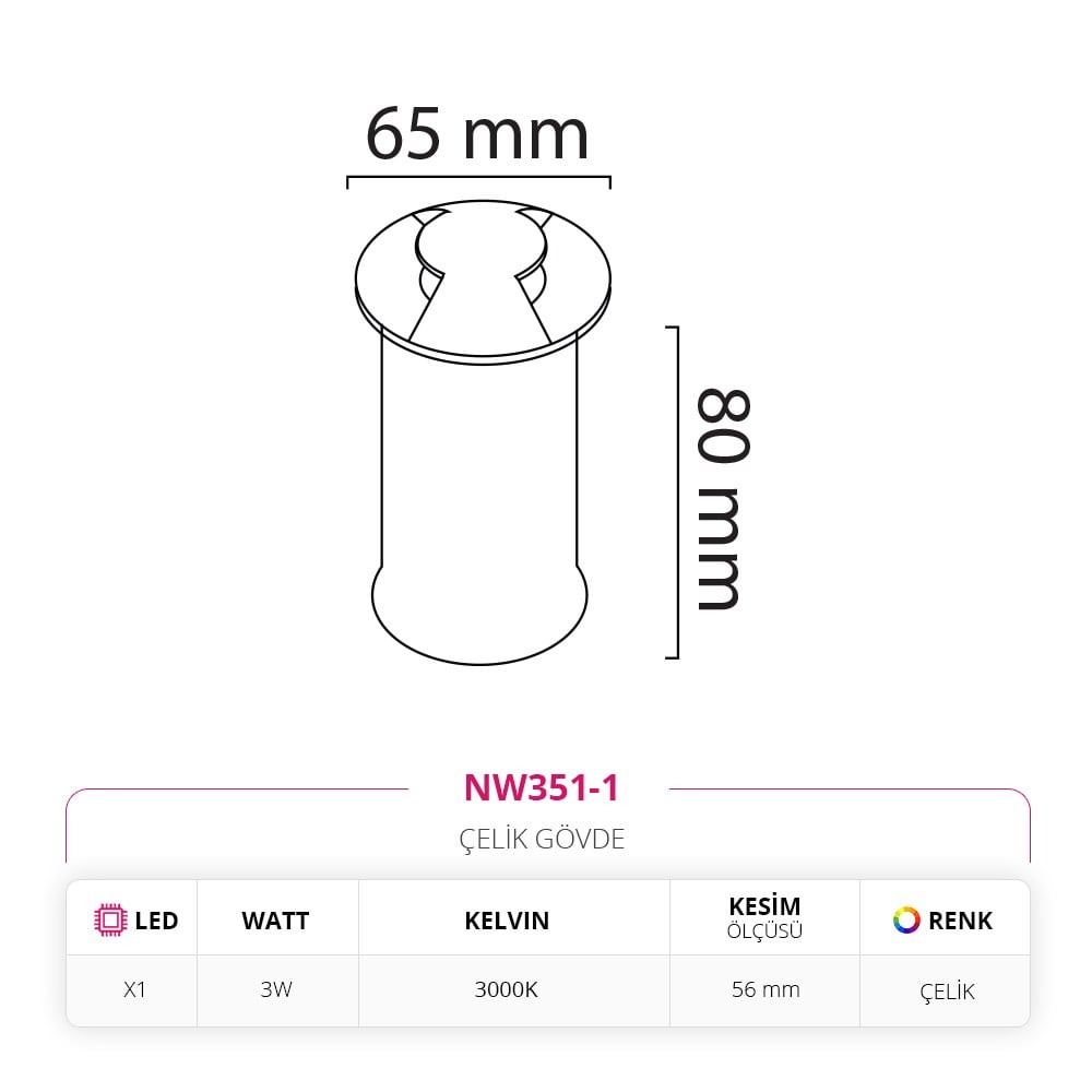 Nevo Dış Mekan Sıva Altı Yer Armatürü NW351-1