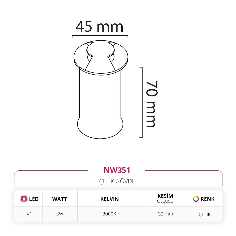 Nevo Dış Mekan Sıva Altı Yer Armatürü NW351
