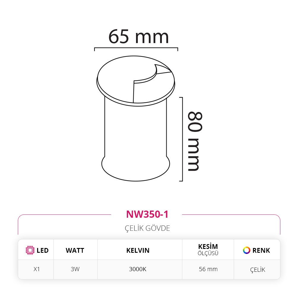 Nevo Dış Mekan Sıva Altı Yer Armatürü NW350-1