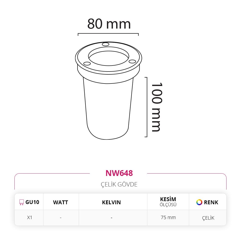 Nevo Dış Mekan Sıva Altı Yer Armatürü NW648