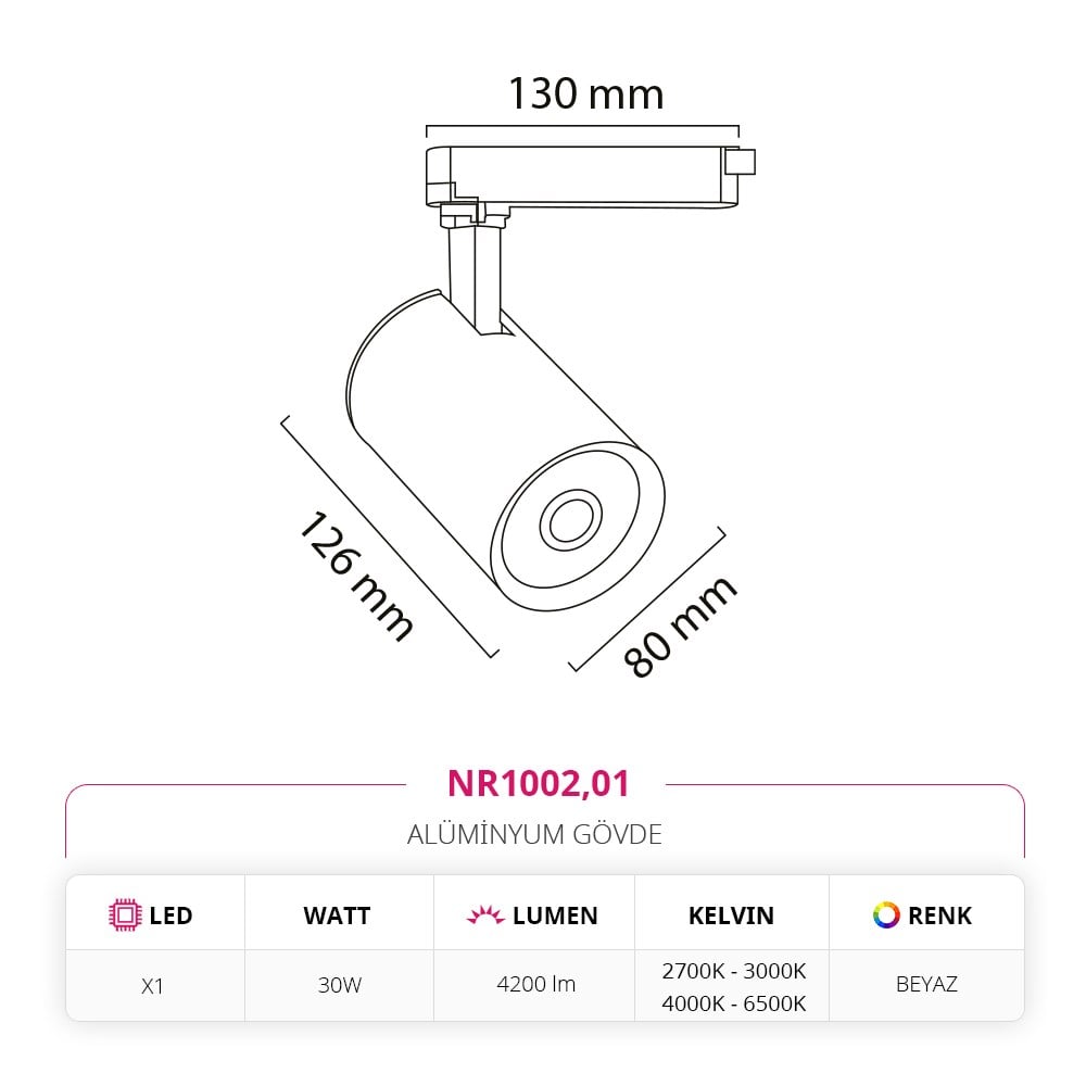 Nevo Driver Soketli Ray Spot Beyaz NR1002