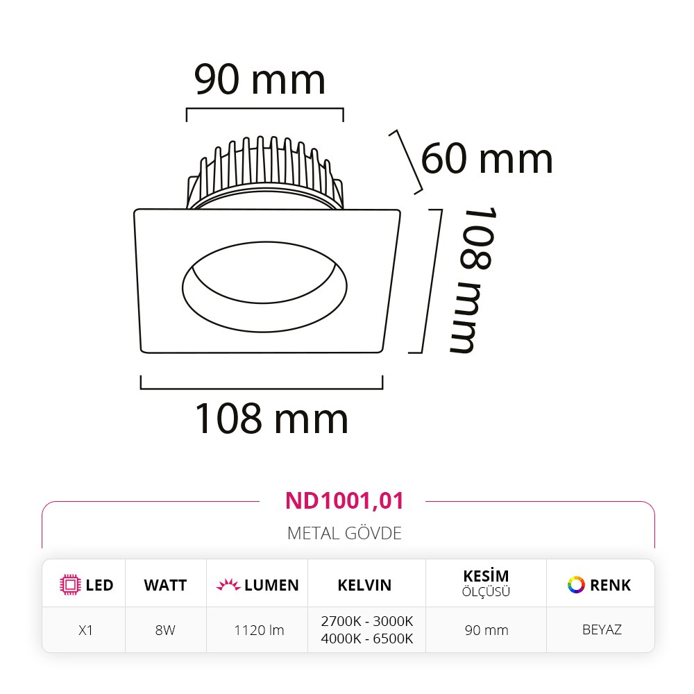 Nevo Sıva Altı Led Spot Beyaz ND1001