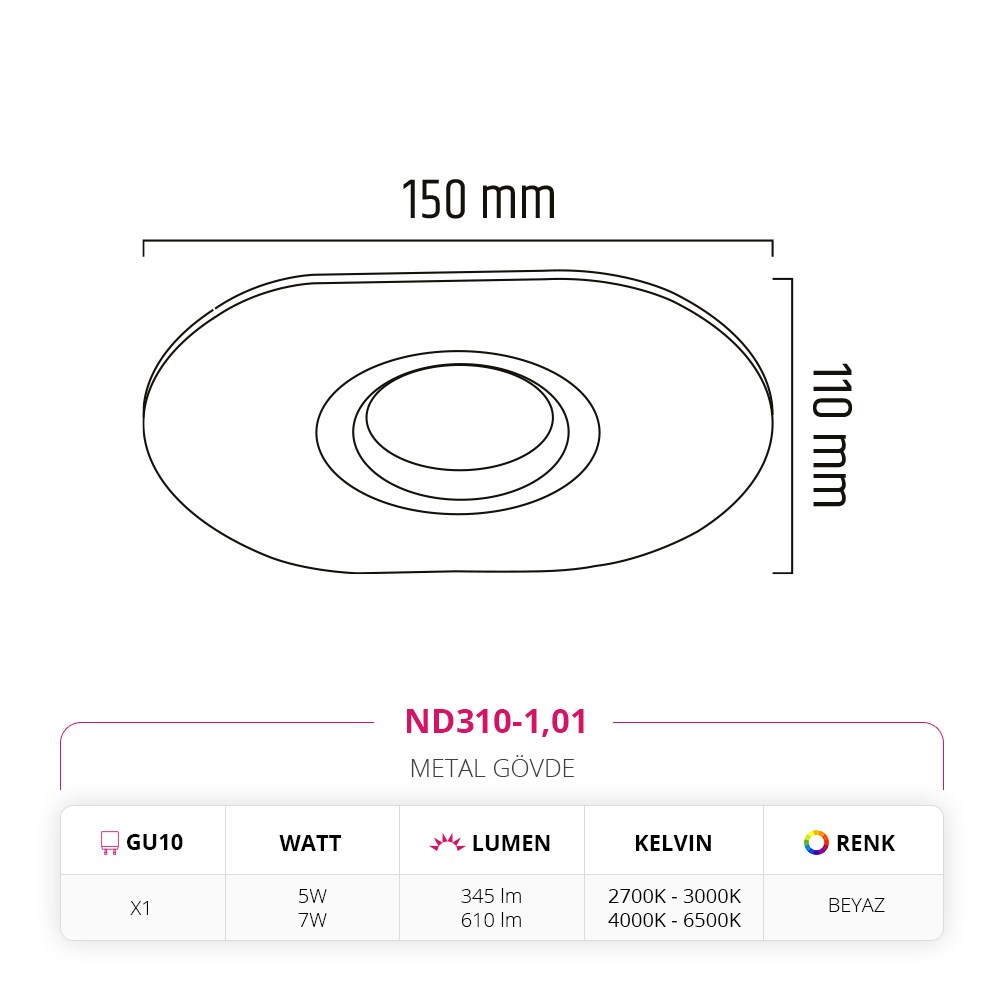 Nevo Sıva Altı Led Spot Beyaz ND310-1