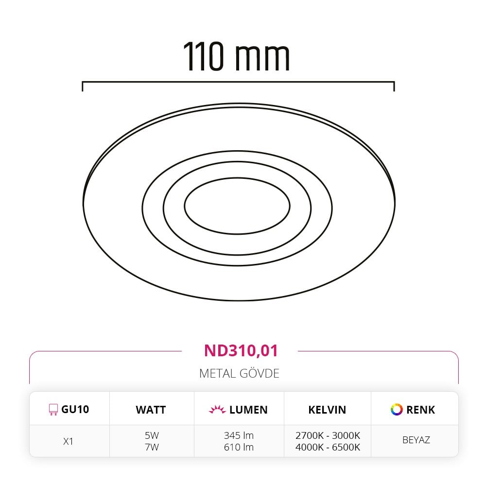 Nevo Sıva Altı Led Spot Beyaz ND310