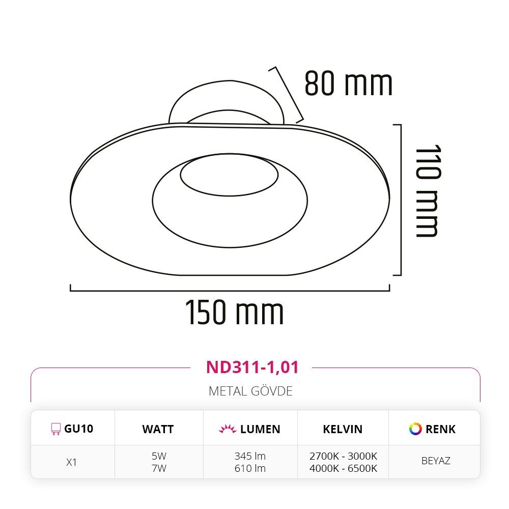 Nevo Sıva Altı Led Spot Beyaz ND311-1