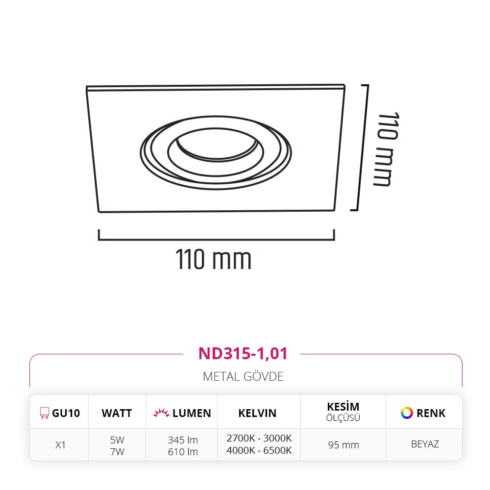 Nevo Sıva Altı Led Spot Beyaz ND315-1